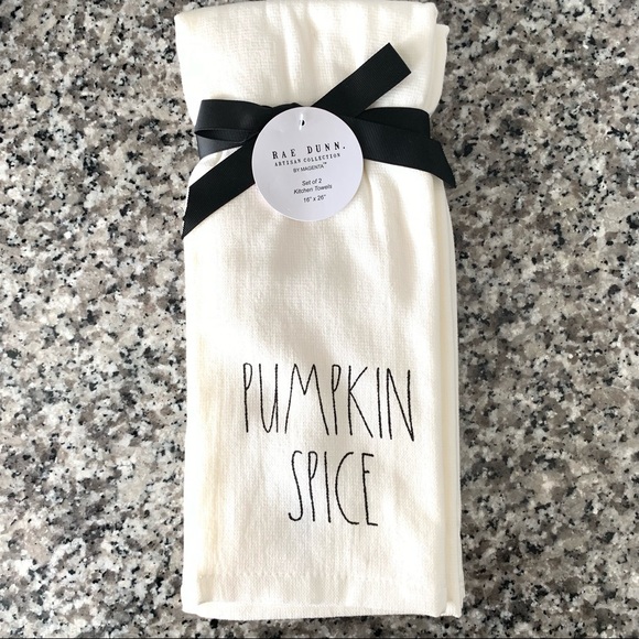 Rae Dunn Kitchen Towel Set of 2 Pumpkin Spice - Picture 1 of 4
